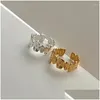 Cluster Rings S925 Sier Plated Geometric Cuff Finger for Women Girl Fashion Jewely Lady Party Anillos Mujer JZ842 Drop Delivery DH2AX