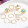 Modne i kreatywne kolorowe bransoletki biżuterii z szeroką edycją dla kobiet, przesadzone metalowe pierścienie, 11 sztuk pierścieni