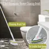 Cleaning Brushes Extendable Bathtub and Tile Scrubber Lon Handle Shower Cleanin Brush 2 in 1 Hard Bristles Scrub Brush and Scrub Spone L49