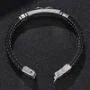 Pulseira masculina de hip hop infinita 8 palavras de personalidade ilimitada pulseira de couro simples jóias de moda de tricô