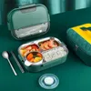 Bento Boxes Portable Stainless Steel Lunch Box For Japanese Style Isolated Bento Box Food Storae Snack Containers Children School Office L49