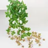 Decorative Flowers 2pcs Artificial Double Colored Ivy Vine Rattan Flower For Wall Plant Background Wedding Bouquet Home Al Office Bar