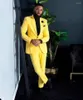Men's Suits Yellow Slim Fit Single Breasted Wedding Formal Party Wear 2 Pieces Trajes De Boda Para Hombre Completos