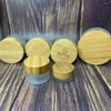 Bouteilles de rangement Logo sur mesure Jar en verre transparent givré Bamboo Wood Couvercle Skin Care Emballage pour les cosmétiques Crème vide pots rechargeables 30g