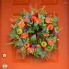 Fleurs décoratives Fall Pumpkin Couronne en plastique pour la porte d'entrée Couronnes