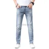 Men's Jeans designer Hong Kong high-end jeans for men's spring and summer mid rise ground white small straight fit cotton long pants