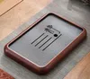 Teaware Sets Solid Wood Tea Tray Black Stone Serving Water Reservoir Rectangle For Kungfu Set On Sales Simple Pattern Made In China