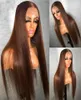 200density Full Brown Color 13x4 HD Lace Front Human Hair Wigs Straight Lace Frontal Wig Synthetic For Women Pre Plucked2178477