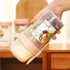 Förvaringsflaskor spannmål för att gå kopp mjölk frukostlåda lufttät mat förseglad fack transparent crisper cups kök tillbehör