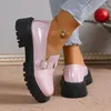 Повседневная обувь 2024 Spring Fashion Laser Loafers для женщин платформу металлическая пряжка плоская женщина круглая нога на Zapatas Mujer