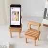 Decorative Figurines Beech Small Chair Mobile Phone Bracket Wood Color