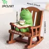 2pc Frog Rocker Chair fofo cura cura pequena decoração de decoração decoração de desktop decoração de carro decoração de controle 240408