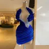 Abiti sexy urbani feste velluto sera donne a v-collo senza spalma da ballo da ballo di ballo eleganti abiti blu personalizzati dimo