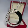 Ayjewelry Ogromne 925 Sterling Srebrny węgiel Diamond Leopard podwójna strona czarna szkliwa wisionki Naszyjniki luksusowe biżuterię 240415