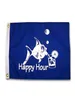 Happy Hour Fish Royal Blue Flag 3x5ft Druck Polyester Outdoor oder Indoor Club Digital Druckbanner und Flaggen Whole1454082