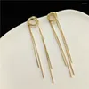 Boucles d'oreilles en peluche en métal tresse rond Cercle Drop pour femmes Golden Long Tassel Wedding Party Trendy Bijoux élégant