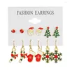 Boucles d'oreilles Stud 12 Paies / Lot Noël pour femmes Tree Snowman Santa Claus Romantic Piercing Ear Jewelry Festival