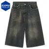 Hommes Vintage Loose Denim Shorts Blue Lignet Jeans Shorts Man Summer Casual Baggy Jeans Shorts noir 240408