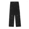 Calça de jeans masculina calça de carga preta vintage Hip Hop Baggy Casual Denim