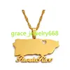 Pendant Necklaces 10pcs/Lot Puerto Rico Map Necklace Silver Gold Love Hometown Gift Women
