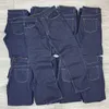 Men's Jeans Amekaji Cotton Washed Dark Blue Oversized