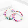 Orecchini a cerchio Bohemian Colorful Disc Polymer Clay Perle per donne Gioielli Summer Beach Ear Over Circle