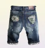 Slim Jeans Shorts Men Brand rasgou Summer Capri Men039s Moda de Moda de Moda Elasticidade Casual Hole Denim Blue Jean6673599