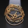 Biżuteria Minimalistyczna geometryczna klamra OT wszechstronna dla kobiet kreatywnej mieszanki i dopasowania diamentowej bransoletki wielowarstwowej