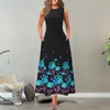 Vestidos casuais vestido maxi de mangas florais Mulheres de verão boho tanque de tanque de tanque de vestido de verão longo de verano de verano para mujer