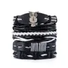 Otras pulseras EIF Dock Vinatge Gothic Punk Star Star Metal Multicape Pulsera de cuero Men Bracelets brazaletes de brazo Malaal240415