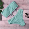 Swimwear femminile 2024 Bikini High Wel senza spalline Sexy Swimsuit costume da bagno imbottito Monokin Pure Color