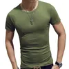 18 färger Slim Mans tshirt Kort ärm Streetwear Gym Clothing Tee Top Plain Running Shirt Camiseta Masculina Homme 240411