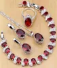 Natural 925 Sterling Silver Jewelry Red Birthstone Charm مجموعات مجوهرات النساء الأبعاد arringsnecklaceringbracelets T055 J1907071809873