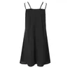 Casual Dresses Black Dress Women Summer 2024 Solid Color V Neck Double Straps Short Plus Size Sleeveless Ladies Party Mini