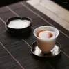 Tee Tabletts und Untertasse Teemware handgefertigtes kupfer japanischer Stil Anti-Skid-Isolationszeremonie Accessoires Antike