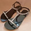 Summer Women's Beach Crystal Sandals Lady Shining Diamond Peep Toe Toe Toe Design Original Design Boho Slipper Plus Tamaño 240402