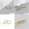 Stud Earrings Real 925 Sterling Sier 14K Gold Simple Hoop Piercing Elegant Jewelry For Woman Wholesale Items With Drop Delivery Dhrov