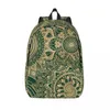 Sac à dos or mandala femme verte imprimé floral haletant sacs à dos élégant sacs de lycée de style extérieur.