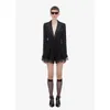 Kobiety Jumpsuits Rompers Black Blazer Mujer 2021 Krótka jesień w szpic patchwork z dępiącym koronką Lace Lace Tleew