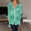 Blouses feminina feminina letra britânica Carta de estilo elegante camisa de passageiro da primavera de manga longa Cardigã Blusa de peito de peito único fêmea solta tops soltos