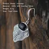 Bengelen oorbellen 3 kleur edelsteen natuurlijke rode granaat agaat zwarte oorbel voor vrouwen 925 sterling zilveren drop rock geometrische sieraden SE107