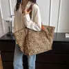 Leftside Leopard Design Korean Fashion Shopper Duże torby na zakupy dla kobiet torebka na ramiona torba na ramiona duża pojemność 240415