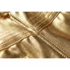 Pants Motorcycle PU Leather Pants Mens Brand Skinny Shiny Gold Silver Black Pants Trousers Nightclub Stage Pants for Singers Dancers