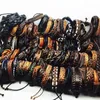 Other Bracelets 5Pcs/Lot Bulk Vintage Leather Charm Bracelets For Men Women Mix Styles Adjustable Bangle Fashion Jewelry In WholesaleL240415