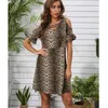 Summer V cou de couture de la mode à l'épaule imprimé léopard