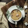 Koppar tefat vintage keramik handgjorda kaffekoppar med tallrik japansk keramisk uppsättning sommaren hög te tazas originales dricker