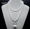 Sinzry utsökta smycken AAA Cubic Zircon Simulated Pearl Pendant Long Sweater Halsband Korean Party Jewelry Accessory V1912129368922