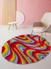 Dywany koloful groovy kępki dywan okrągły okrągły obszar do salonu sypialnia puszyste pluszowe koło abstrakcyjne matę podłogową