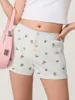 Kobiety damskie Kobiety kwiatowy nadruk na letni guzika elastyczna w górę Slim Lounge Short Pants Streetwear Beach Wakacje Estetyczne Y2K