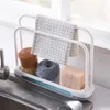 Kök förvaring avtagbar hängare ingen stansning av plastisk diskduk dränering rack dubbel stolpe bänkskiva enkel hylla